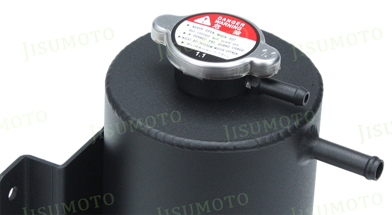 Depósito de expansión de agua refrigerante de aluminio universal de 1,5 l, cabezal de botella negro