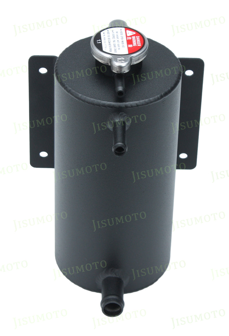 Depósito de expansión de agua refrigerante de aluminio universal de 1,5 l, cabezal de botella negro