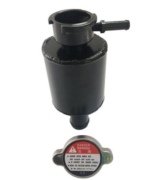 Universal Aluminum Coolant Expansion Tank Bottle With Cap diameter 2.5" Black